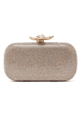 LOTUS CLASP RHINESTONE CLUTCH-GOLD