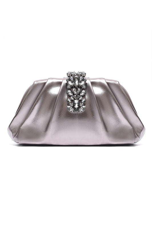 CRYSTAL CLASP PLEATED CLUTCH-GUN
