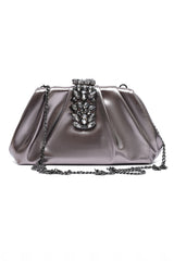 CRYSTAL CLASP PLEATED CLUTCH-GUN