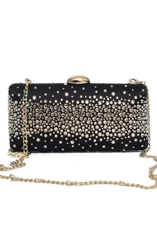 DIAMOND DUST CLUTCH-BLACK