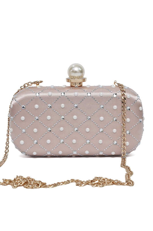 CRYSTAL WHISPER CLUTCH-CHAMPAGNE