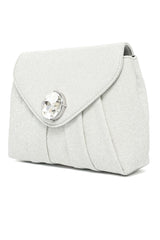 PLEATED CRYSTAL FLAP BAG-SILVER