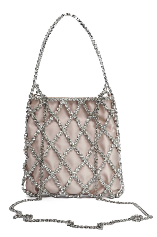 LUXORA DIAMOND MESH BAG-CHAMPAGNE
