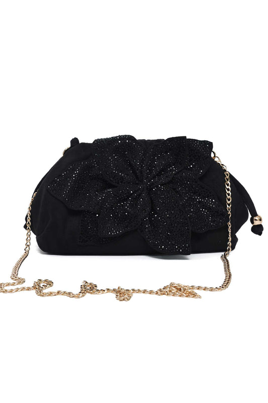 PETAL BLOOM CLUTCH-BLACK