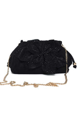 PETAL BLOOM CLUTCH-BLACK