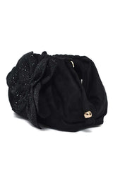 PETAL BLOOM CLUTCH-BLACK