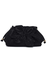 PETAL BLOOM CLUTCH-BLACK