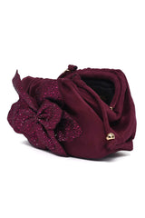 PETAL BLOOM CLUTCH-PLUM