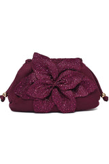 PETAL BLOOM CLUTCH-PLUM