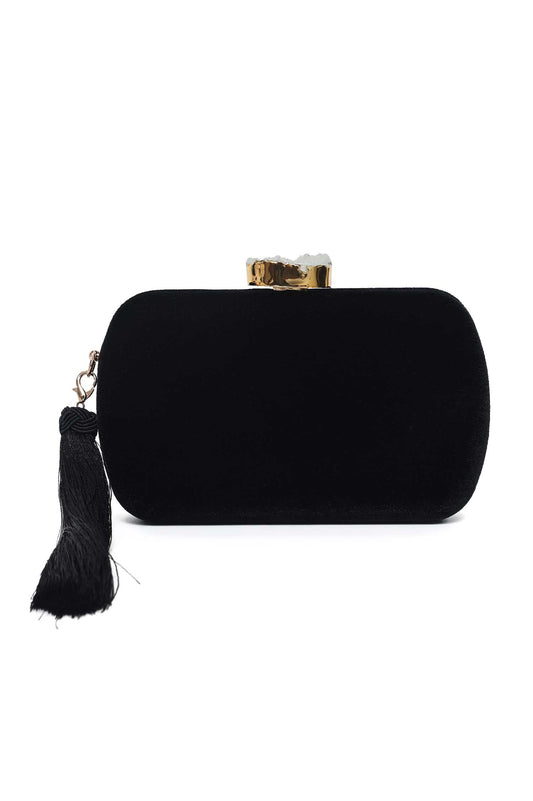 SIGNORA VELVET CLUTCH-BLACK