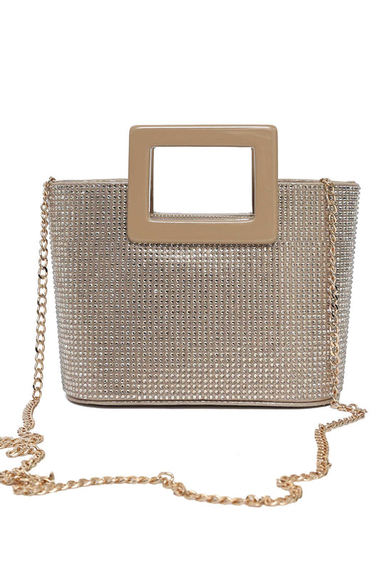 CRYSTARA SQUARE HANDLE BOX BAG-GOLD