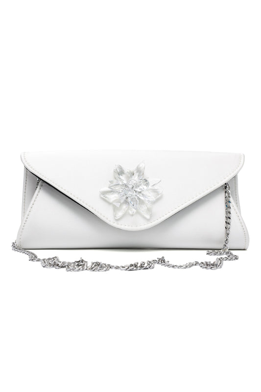 JEWEL GLAM CLUTCH-WHITE