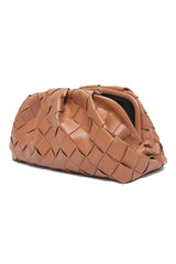 LATTICE FASHION CLUTCH-BROWN