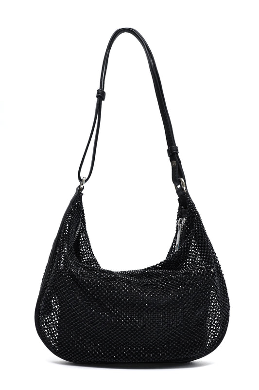 GLIMMER HOBO PURSE-BLACK