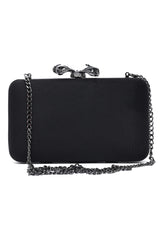 ORNATE BOW SHOULDER CLUTCH-BLACK