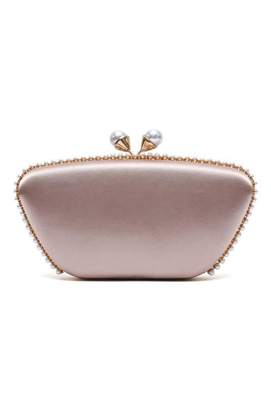 CROWNLINE PEARL CLUTCH-CHAMPAGNE