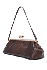KISS LOCK FRAME SHOULDER BAG-BROWN