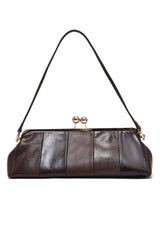 KISS LOCK FRAME SHOULDER BAG-BROWN