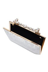 CRYSTAL CROWN BAR CLUTCH-WHITE
