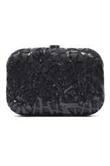 BLOOM SEQUIN BOX CLUTCH-BLACK