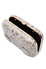BLOOM SEQUIN BOX CLUTCH-BEIGE