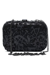 BLOOM SEQUIN BOX CLUTCH-BLACK