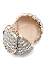 SPARKLE NEST ORB CLUTCH-WHITE