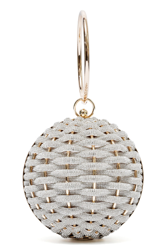 SPARKLE NEST ORB CLUTCH-WHITE