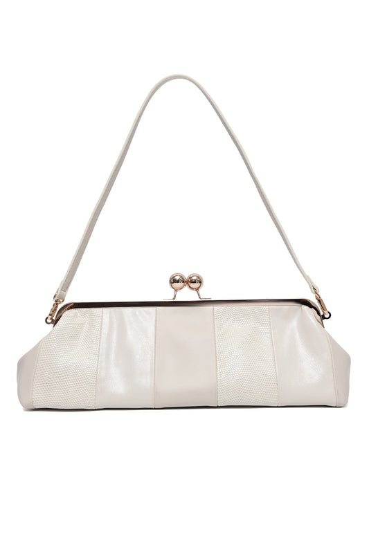 KISS LOCK FRAME SHOULDER BAG-WHITE