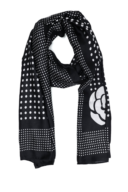 BLOSSOM EMBRACE SCARF-BEIGE/BLACK