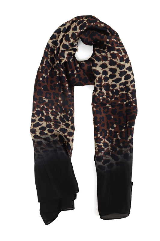 FLORA CHIFFON SCARF-BLACK-BROWN