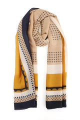 GEOMETRIC SYMPHONY SCARF-BEIGE-BROWN