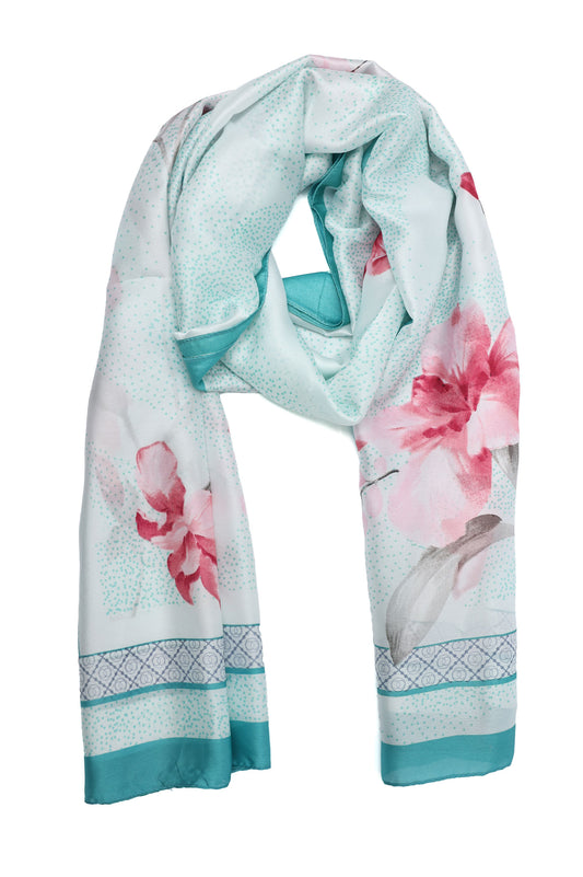 SOFT PETAL PRINT SCARF-BLU