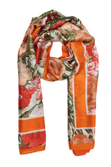 TROPICAL SILK SCARF-ORANGE