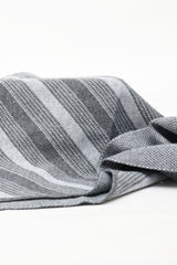 DIAGONAL STRIPE KNIT SCARF-GREY