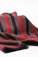DIAGONAL STRIPE KNIT SCARF-BLACK