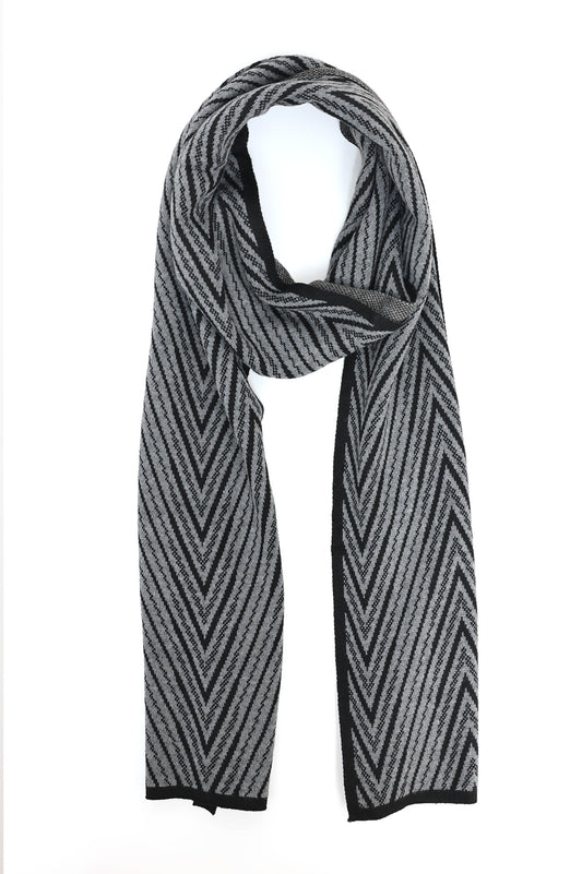 CHEVRON KNIT SCARF-BLACK