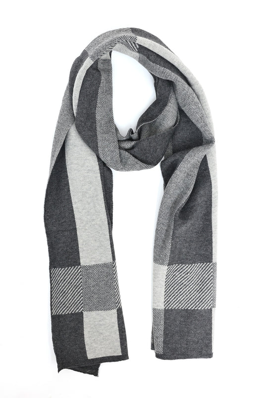 CHECKERED PANEL SCARF-BLACK
