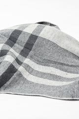 PLAID BORDER SCARF-GREY