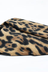 LEOPARD PRINT FRINGED SCARF-BROWN