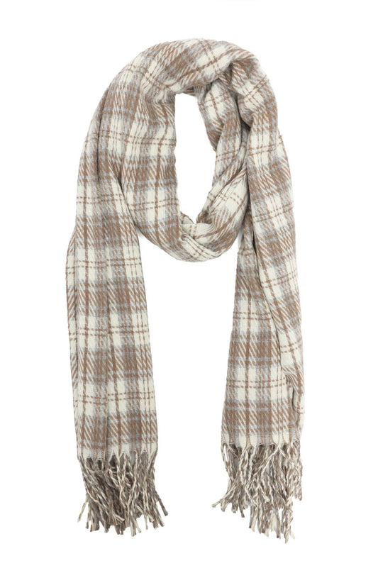 WINTER CHECK SCARF-BEIGE/BROWN