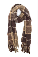 MODERN CHECK SOFT SCARF-BROWN