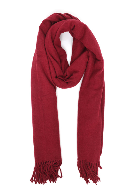 BRUSHED PLAIN SCARF-RED