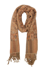 ROYAL FLORAL SCARF-LT BROWN