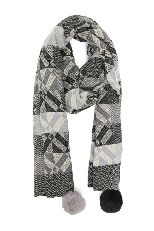 TWIN TASSELED WOOL SCARF-GREY