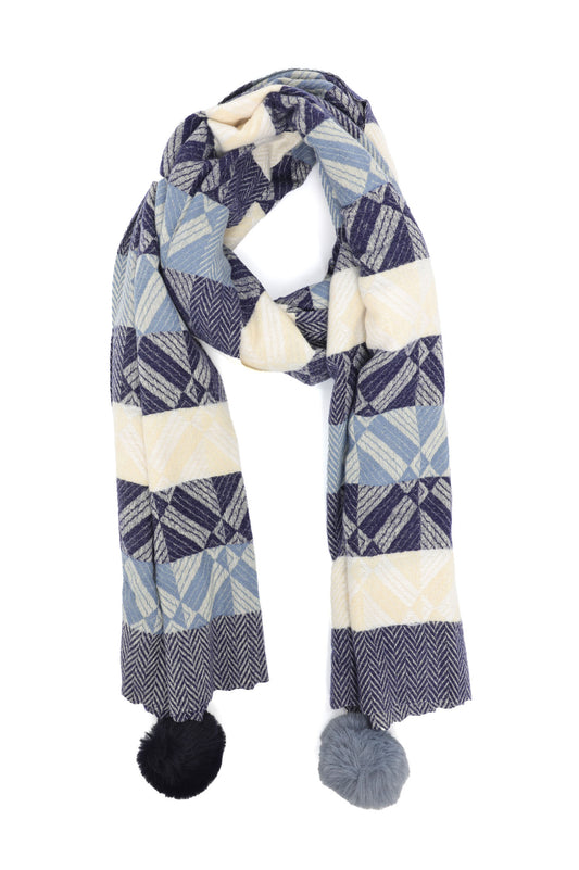 TWIN TASSELED WOOL SCARF-BLUE
