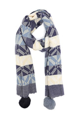 TWIN TASSELED WOOL SCARF-BLUE