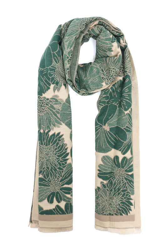 FLORAL SOFT SCARF-GREEN
