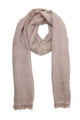 CASUAL LINEN TRIM SCARF-TAUPE