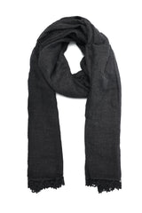 CASUAL LINEN TRIM SCARF-CHARCOAL